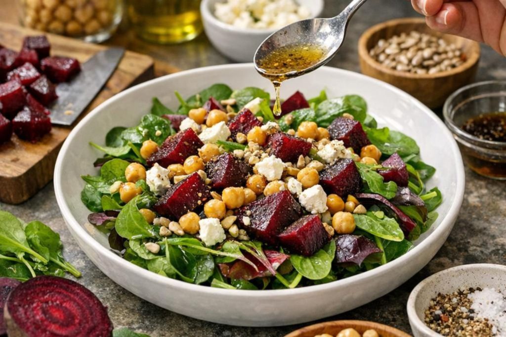 mixticanza salata sa leblebijama i cveklom priprema